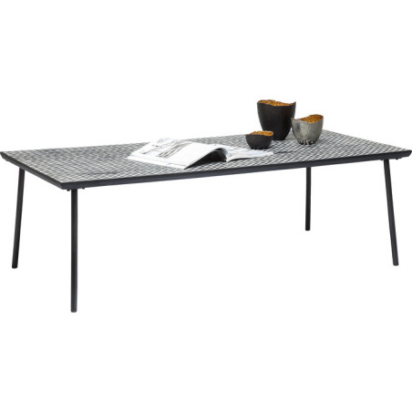 Kare design GRAND TABLE basse DE SALON thekla k79732 140 x 70cm MOTIFS géométriques zébre BASE NOIRE