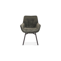 MODEST Chaise fonction PIVOTANTE avec accoudoirs style fauteuil revêtement microfibre VERTE pieds acier noirs