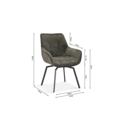 MODEST Chaise fonction PIVOTANTE avec accoudoirs style fauteuil revêtement microfibre VERTE pieds acier noirs