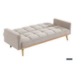 ANADA canapé lit design scandinave FONCTION couchage d'appoint en textile beige et bois massif