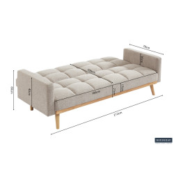 ANADA canapé lit design scandinave FONCTION couchage d'appoint en textile beige et bois massif