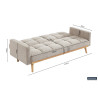 ANADA canapé lit design scandinave FONCTION couchage d'appoint en textile beige et bois massif