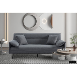 SAVIS canapé LIT design avec fonction couchage d'appoint en textile GRIS et pieds acier