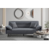 SAVIS canapé LIT design avec fonction couchage d'appoint en textile GRIS et pieds acier