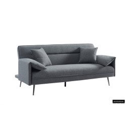 SAVIS canapé LIT design avec fonction couchage d'appoint en textile GRIS et pieds acier