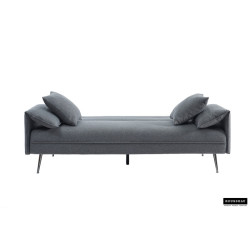 SAVIS canapé LIT design avec fonction couchage d'appoint en textile GRIS et pieds acier