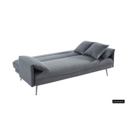 SAVIS canapé LIT design avec fonction couchage d'appoint en textile GRIS et pieds acier