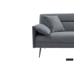 SAVIS canapé LIT design avec fonction couchage d'appoint en textile GRIS et pieds acier