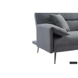 SAVIS canapé LIT design avec fonction couchage d'appoint en textile GRIS et pieds acier