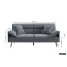 SAVIS canapé LIT design avec fonction couchage d'appoint en textile GRIS et pieds acier