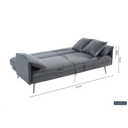 SAVIS canapé LIT design avec fonction couchage d'appoint en textile GRIS et pieds acier