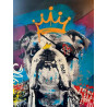 Bulldog PUNK rockeur ROLLING STONE par l'artiste ROMARIC tirage haute qualité vernis sélectif encadré