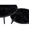 Set de 2 TABLES de salon GIGOGNES au DESIGN très actuel effect MARBRE NOIR pied acier laqué noir LOFT INDUSTRIEL