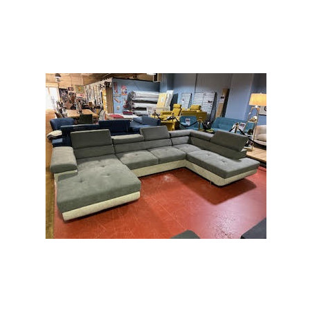 PRIX pour le dernier en STOCK salon en U panoramique Amber ANGLE double COFFRE canapé fonction convertible lit d'appoint