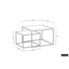 Set de 2 TABLES de salon GIGOGNES au DESIGN très actuel effect BOIS brulé NOIR pied acier laqué noir LOFT INDUSTRIEL