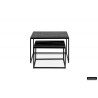 Set de 2 TABLES de salon GIGOGNES au DESIGN très actuel effect BOIS brulé NOIR pied acier laqué noir LOFT INDUSTRIEL