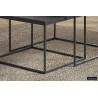 Set de 2 TABLES de salon GIGOGNES au DESIGN très actuel effect BOIS brulé NOIR pied acier laqué noir LOFT INDUSTRIEL