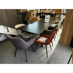 Table 6 - 10 PERSONNES pied design pour salle à manger CONTEMPORAINE finition céramique 2 RALLONGES  Réf TASMAN