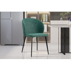 Chaise TOLEDO revêtement TISSU VERT traité ANTI-TACHES pieds en acier noirs