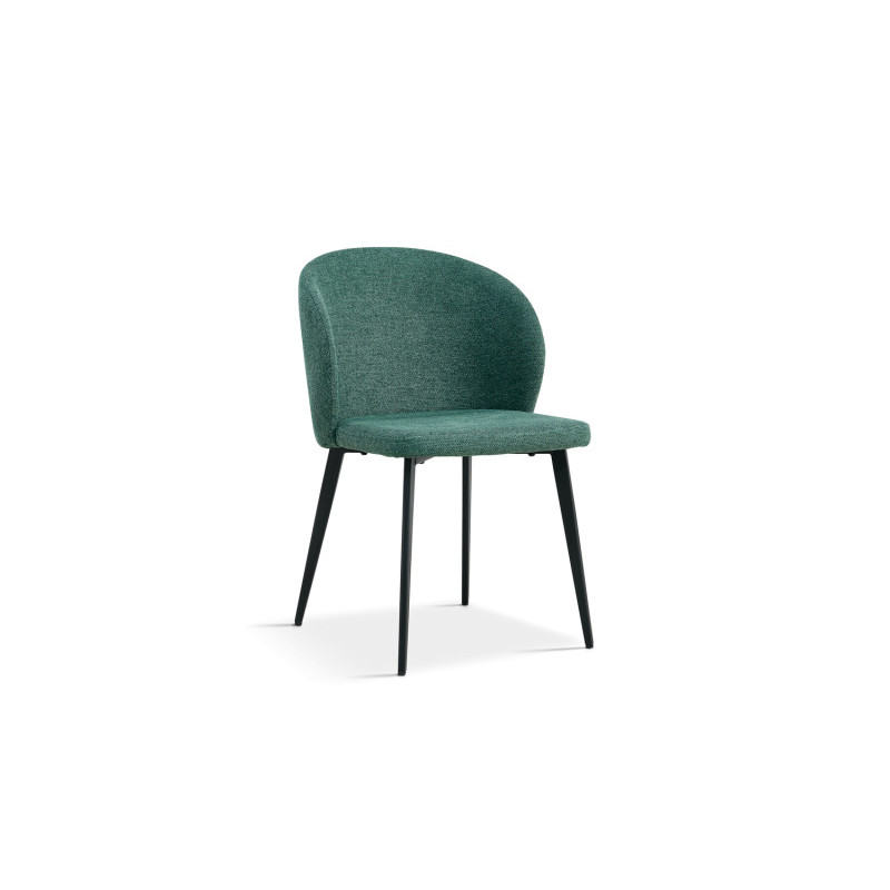 Chaise TOLEDO revêtement TISSU VERT traité ANTI-TACHES pieds en acier noirs
