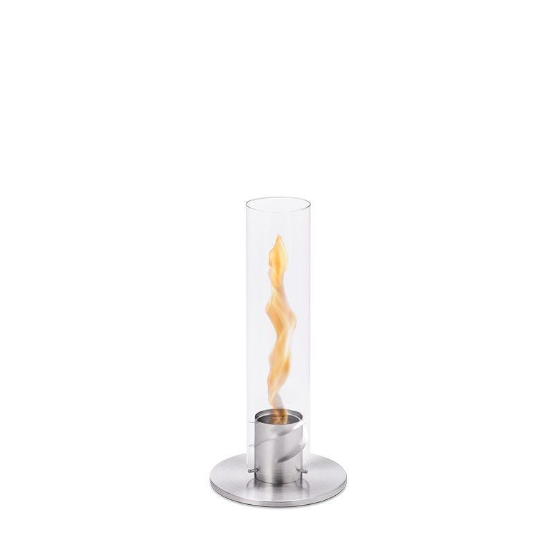 SPIN 90 feu de table silver ARGENT de HOFATS tourbillon de flammes dans un cylindre crée une atmosphère très raffinée