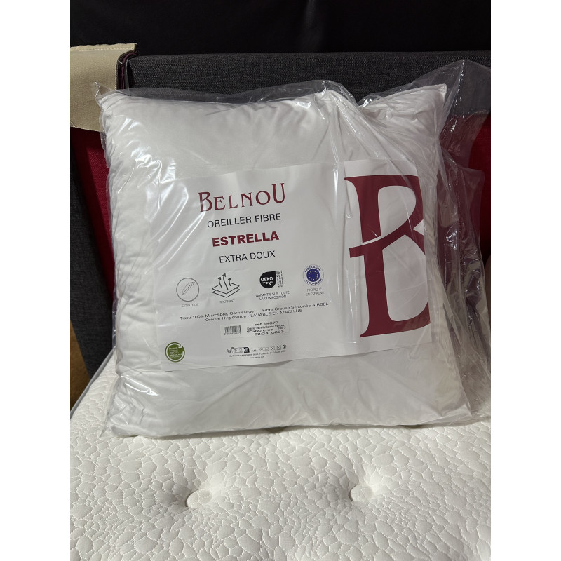 ESTRELLA Oreiller CARRE 60 x 60 extra doux FIBRE NEUVE VIERGE antiallergie MADE IN ESPAGNE