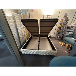 COFFRES 2*80 + TÊTE 160 cloutées SOMMIERS capitonés CONTAINER grand rangement + DOSSERET + PIEDS ensemble DESIGN CHESTER