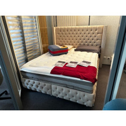 COFFRES 2*80 + TÊTE 160 cloutées SOMMIERS capitonés CONTAINER grand rangement + DOSSERET + PIEDS ensemble DESIGN CHESTER