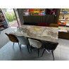 10 personnes TABLE de REPAS largeur 1 metre pied central design mikado plateau céramique effet marbre motifs suivis 2 RALLONGES