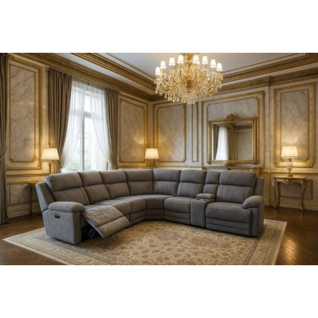 6-5 PLACES angle REVERSIBLE et MODULABLE 2 SIEGES ELECTRIQUES TISSU HAUTE QUALITE Réf St MAXIME 526
