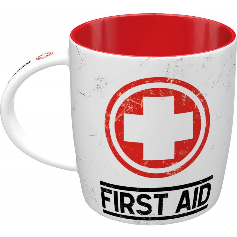 Mug FIRST AID Tasse, Céramique, diamètre intérieur 8,5 x largeur 13 x hauteur 9 cm passe au lave vaisselle et micro-ondes