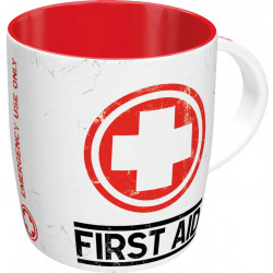 Mug FIRST AID Tasse, Céramique, diamètre intérieur 8,5 x largeur 13 x hauteur 9 cm passe au lave vaisselle et micro-ondes