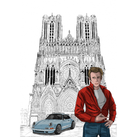 Porsche 911 SINGER James Dean Cathédrale Notre-Dame de Reims