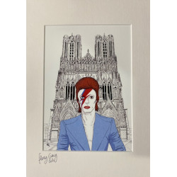 ZIGGY David Bowie Cathédrale Notre-Dame de Reims FORMAT A4 21 x 30 cm image a encadrer