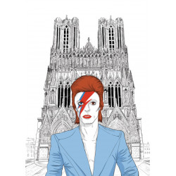 ZIGGY David Bowie Cathédrale Notre-Dame de Reims FORMAT A4 21 x 30 cm image a encadrer