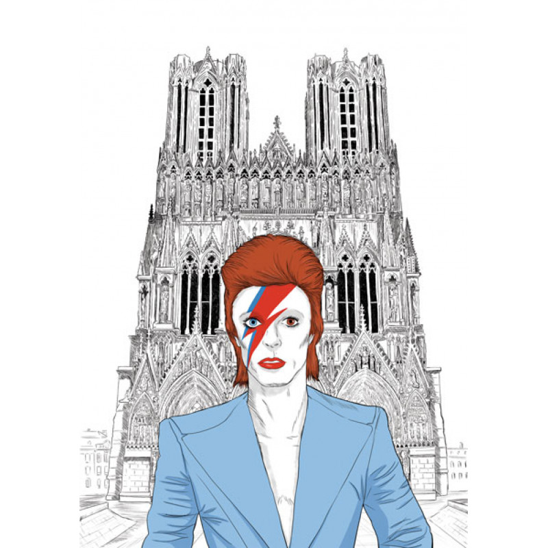 ZIGGY David Bowie Cathédrale Notre-Dame de Reims FORMAT A4 21 x 30 cm image a encadrer