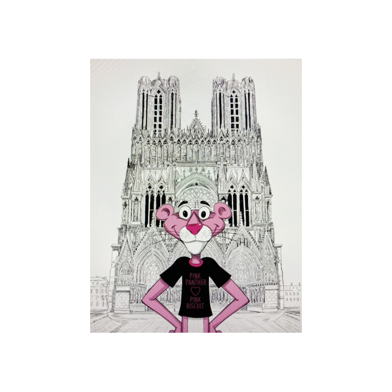 La panthère rose Cathédrale Notre-Dame de Reims FORMAT A4 21 x 30 cm image a encadrer
