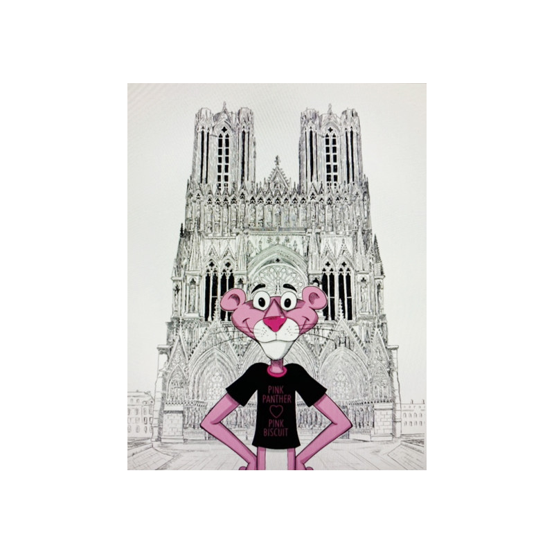La panthère rose Cathédrale Notre-Dame de Reims FORMAT A4 21 x 30 cm image a encadrer