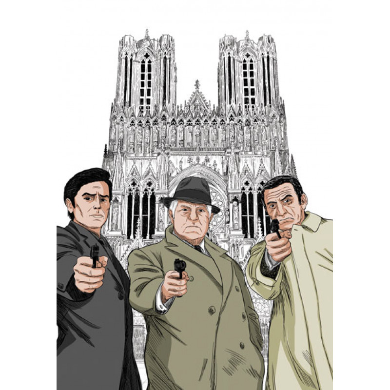 Le clan des siciliens Cathédrale Notre-Dame de Reims FORMAT A4 21 x 30 cm image a encadrer