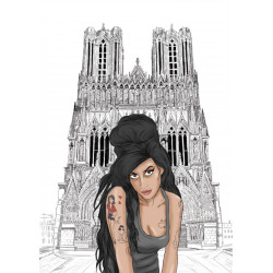 Amy Winehouse Cathédrale Notre-Dame de Reims FORMAT A4 21 x 30 cm image a encadrer