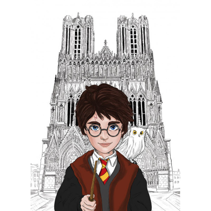 Mister POTTER Cathédrale Notre-Dame de Reims FORMAT A4 21 x 30 cm image a encadrer