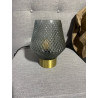 LAMPE SERGE base métal laitonné décor verre diamant pomme de PIN GRISE Diametre 17 Hauteur 21 cm