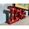 LOVE quartier rouge DÉCORATION MURALE MÉTAL largeur 46 cm LEDS ROUGE