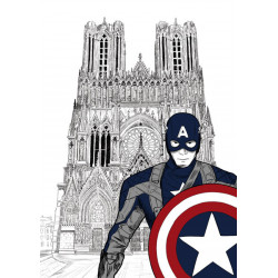 CAPTAIN Steve en promenade Rémoise à la cathédrale notre dame de Reims