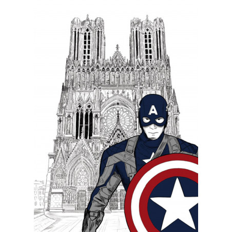 CAPTAIN Steve en promenade Rémoise à la cathédrale notre dame de Reims