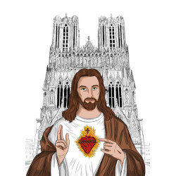 Jésus Christ sur le parvis de la cathédrale notre dame de Reims