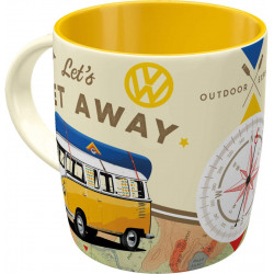 Mug WV BULLI get away Tasse céramique, intérieur 8,5 x largeur 13 x hauteur 9 cm passe au lave vaisselle et au micro-onde