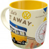 Mug WV BULLI get away Tasse céramique, intérieur 8,5 x largeur 13 x hauteur 9 cm passe au lave vaisselle et au micro-onde