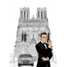 James BOND 007 Sean CONNERY devant la cathédrale notre dame de Reims