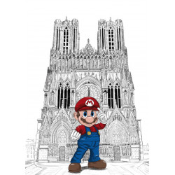 MARIO devant la cathédrale notre dame de Reims